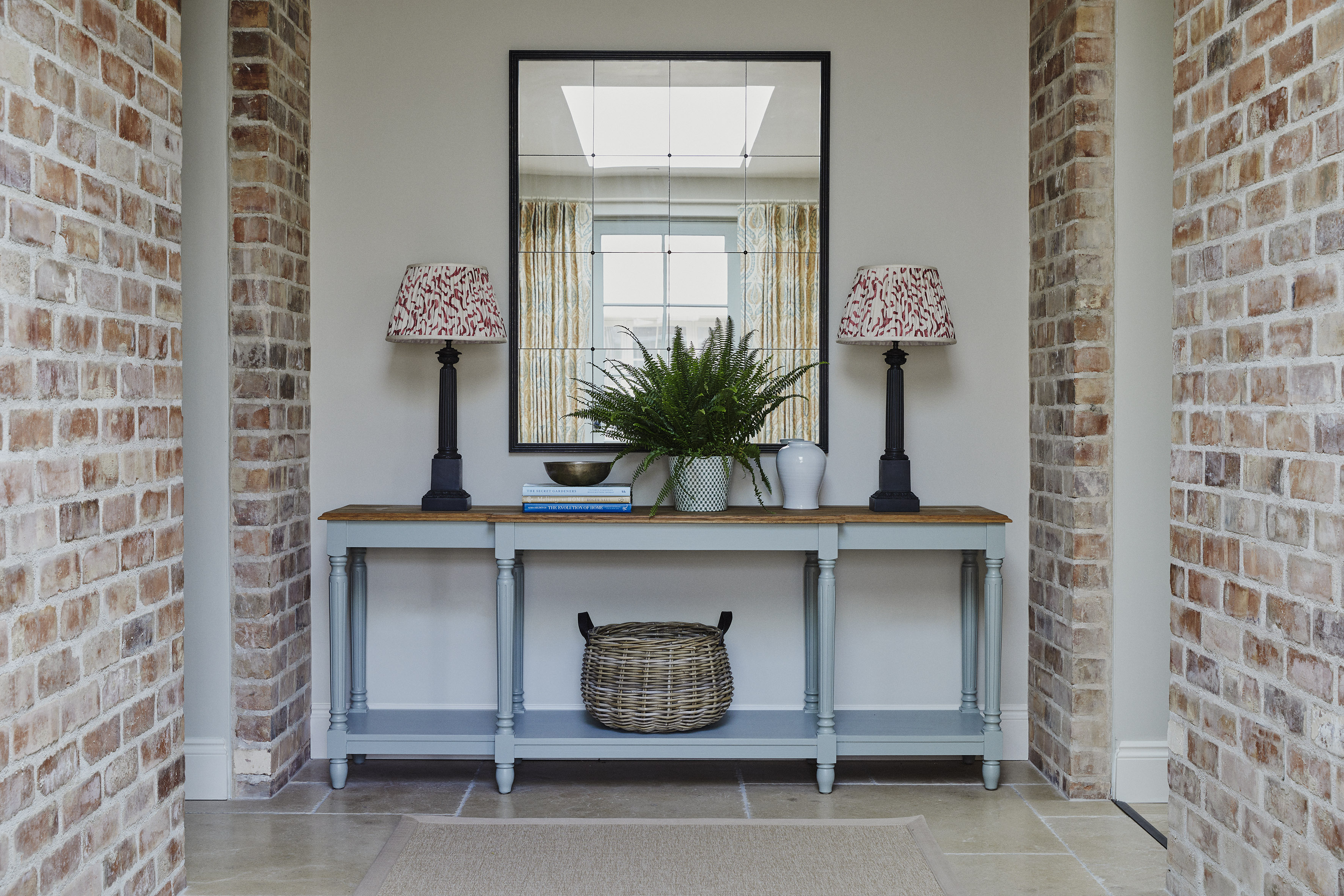Sims Hilditch Interior Design Hertfordshire Country House Console Table with Lamps