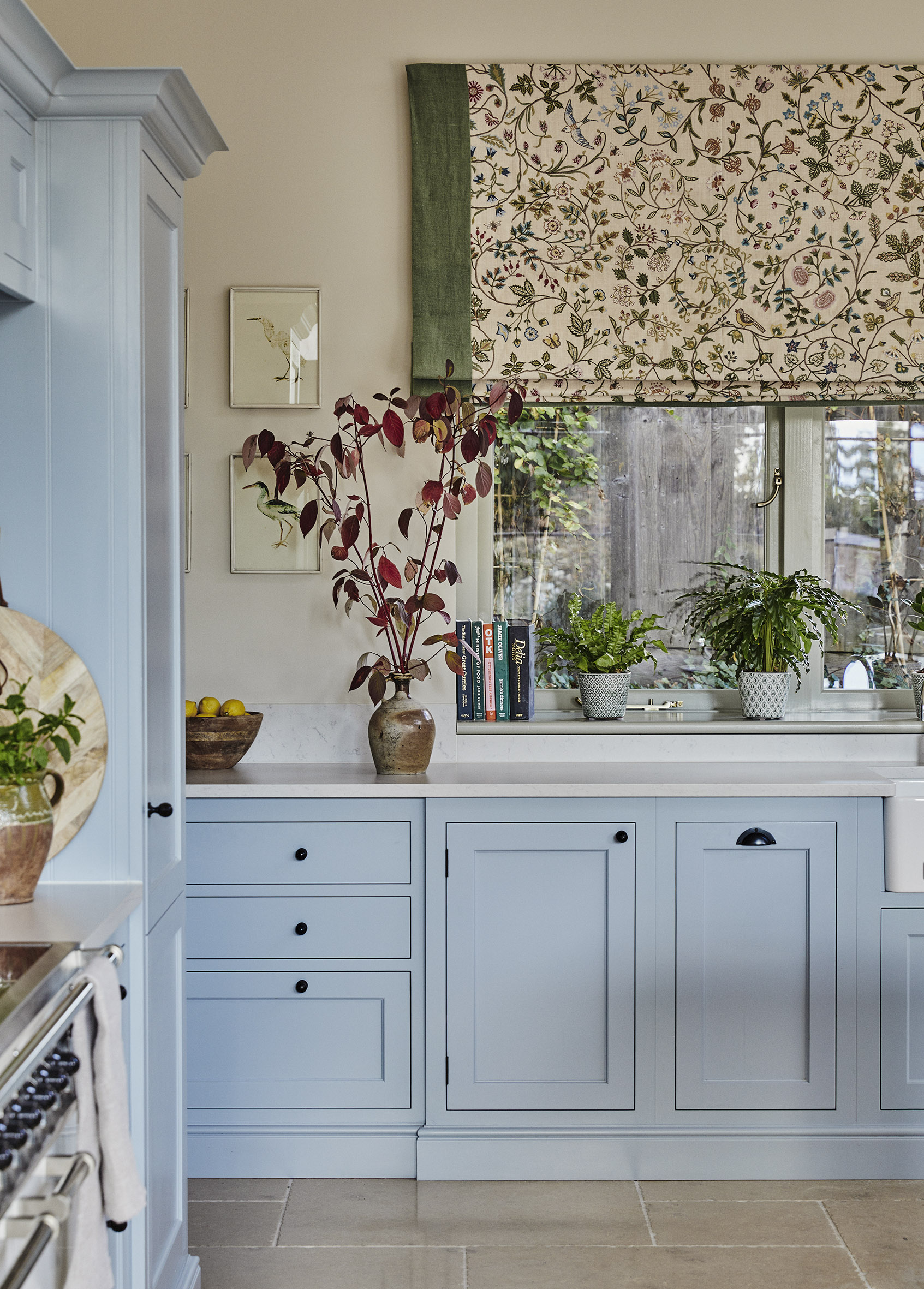 Sims Hilditch Interior Design Hertfordshire Country House Kitchen Blue Cabinets