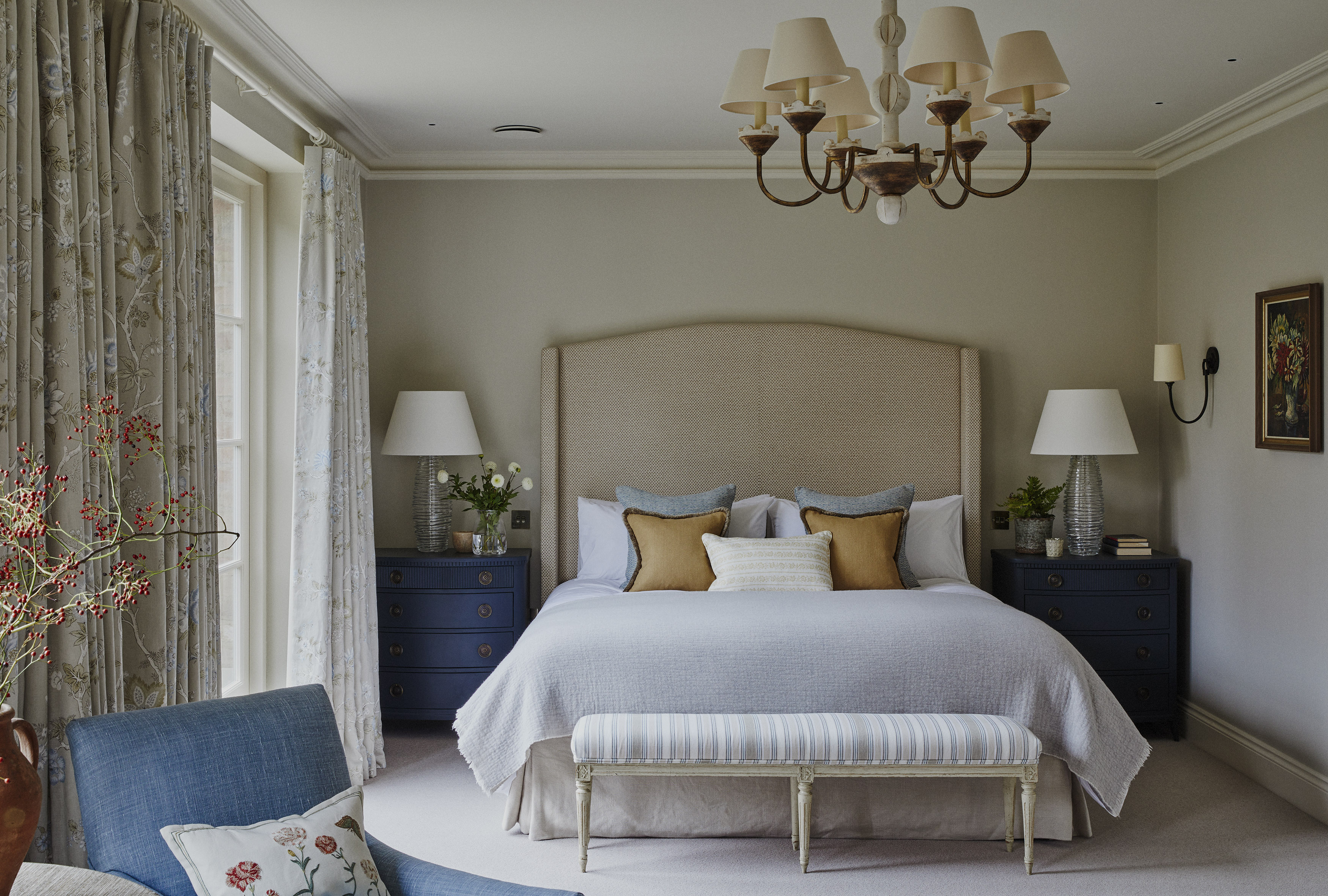 Sims Hilditch Interior Design Hertfordshire Country House Bedroom Double Bed