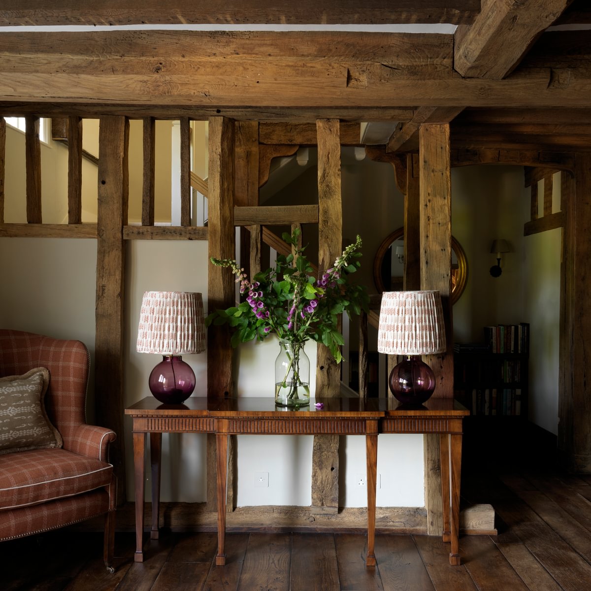 Sims Hilditch Interior Design Surrey Lake House Exposed Beams